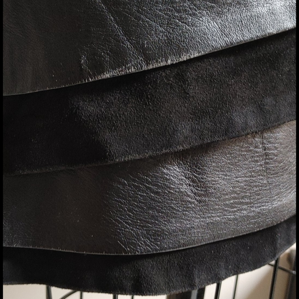 Vintage Designer Layered Leather Black Lambskin Skirt - Picture 4 of 15